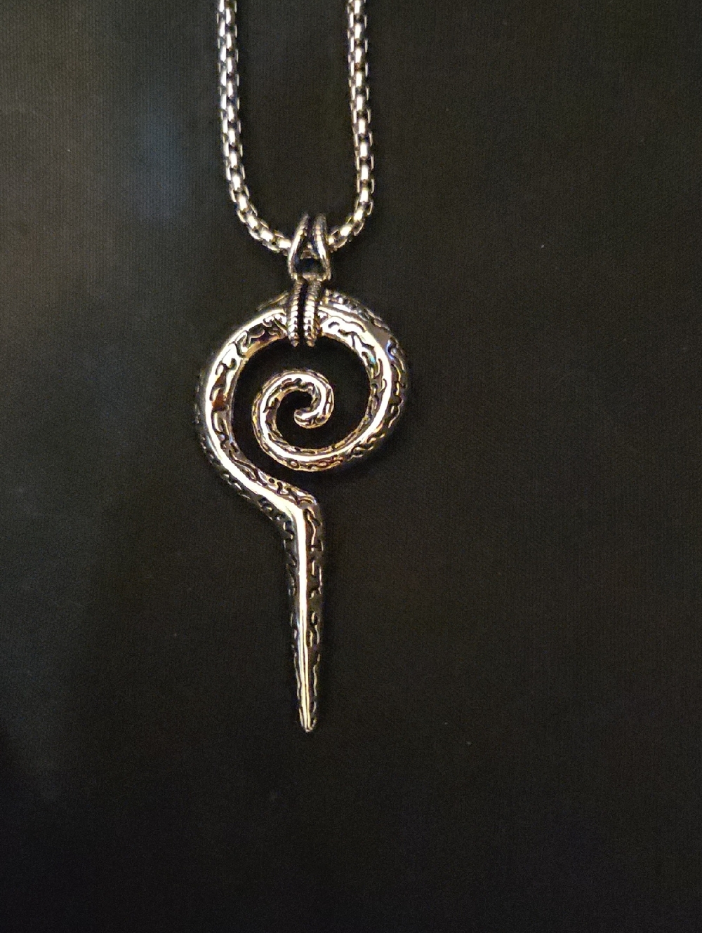 Sterling-Style Silver Spiral Drop Pendant Necklace